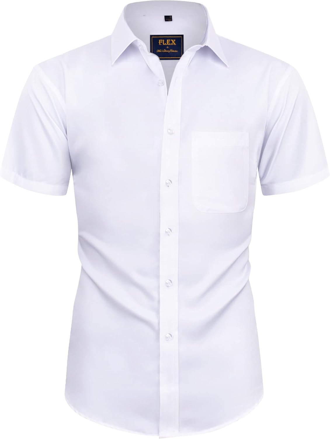 Mens Short Sleeve Dress Shirts Wrinkle Free Solid Casual Button Down Shirts with Pocket