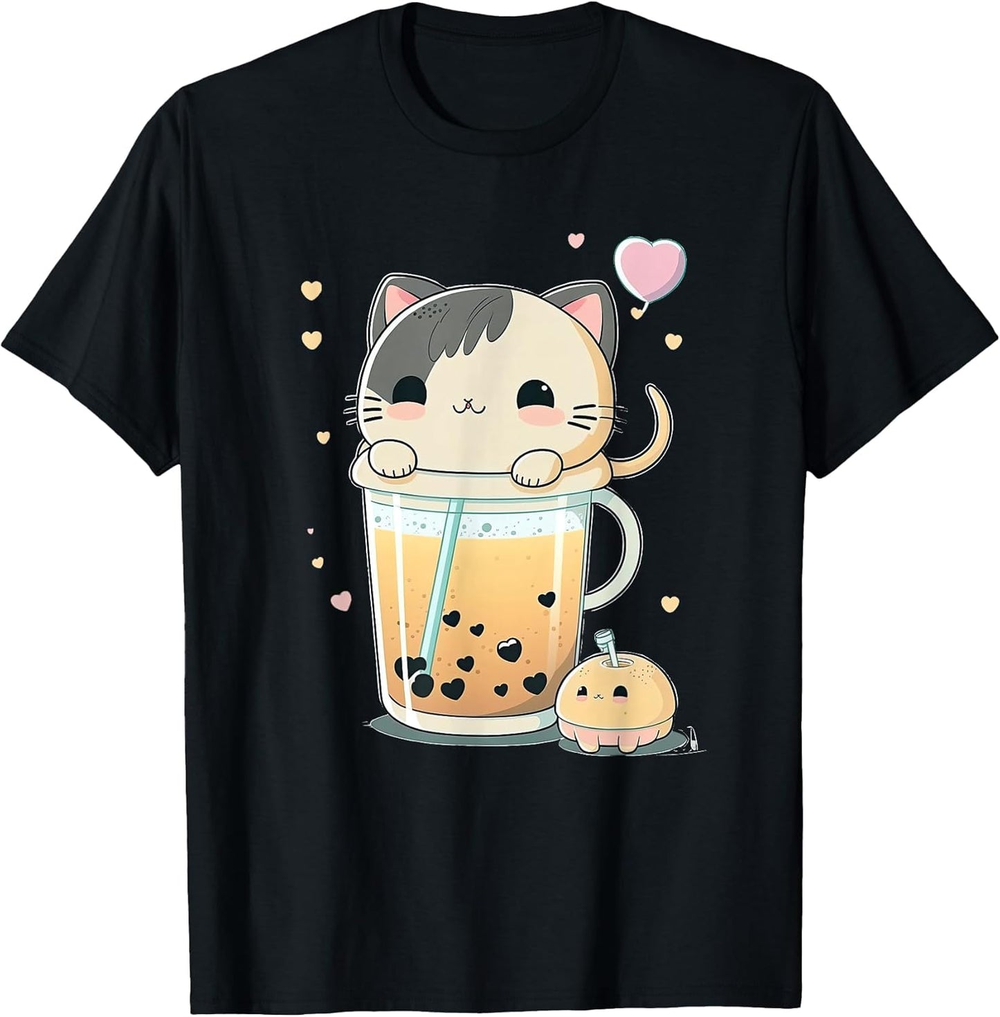 Cat Boba Tea Kawaii Kitty Bubble Tea Anime T-Shirt