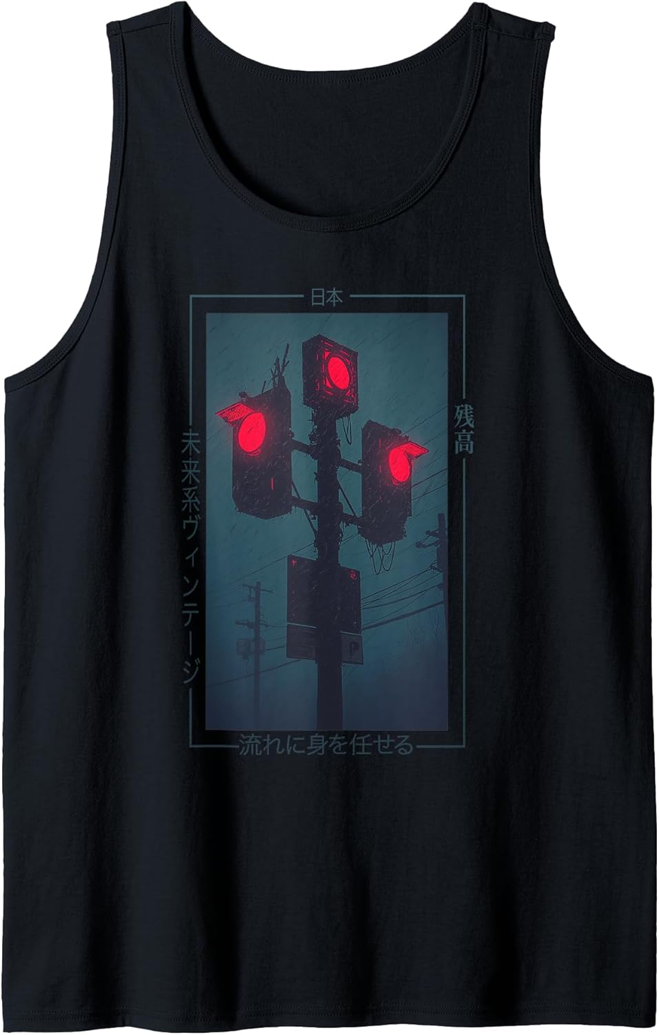 Futuristic Japanese Traffic Light - Cyberpunk Streetwear Art Tank Top