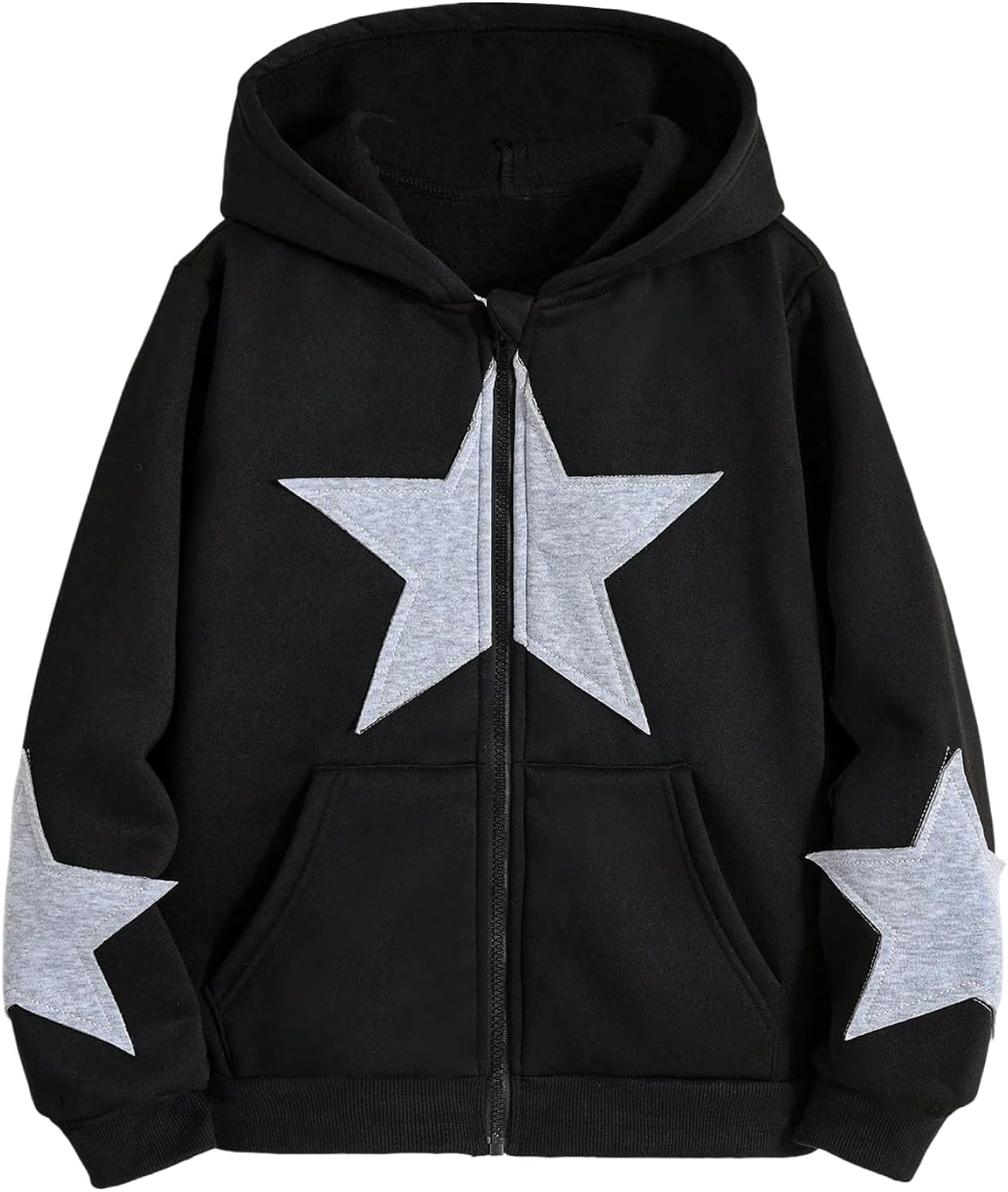 Girl's Y2k Zip Up Hoodies Star Graphic Hooded Sweatshirt Casual Jackets Streetwear