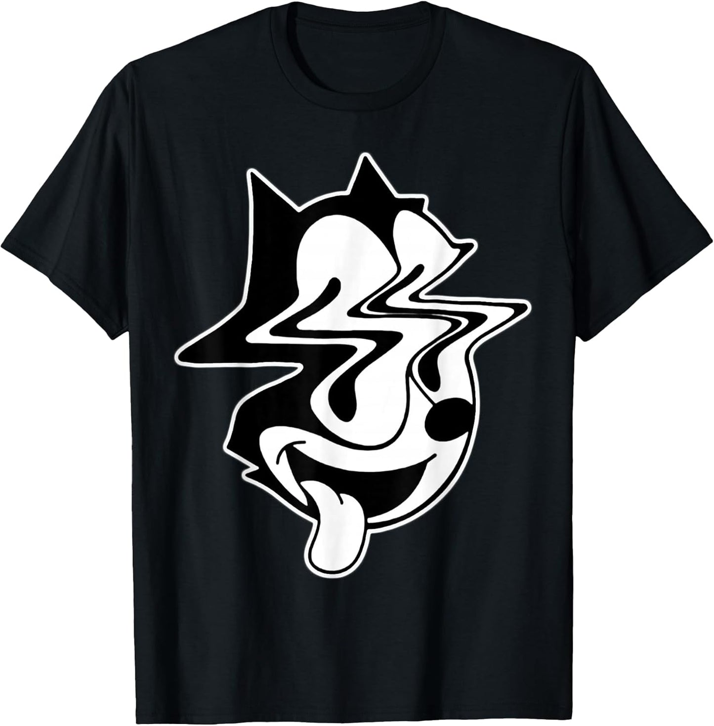 Trippy Felix Cat Blackwork T-Shirt