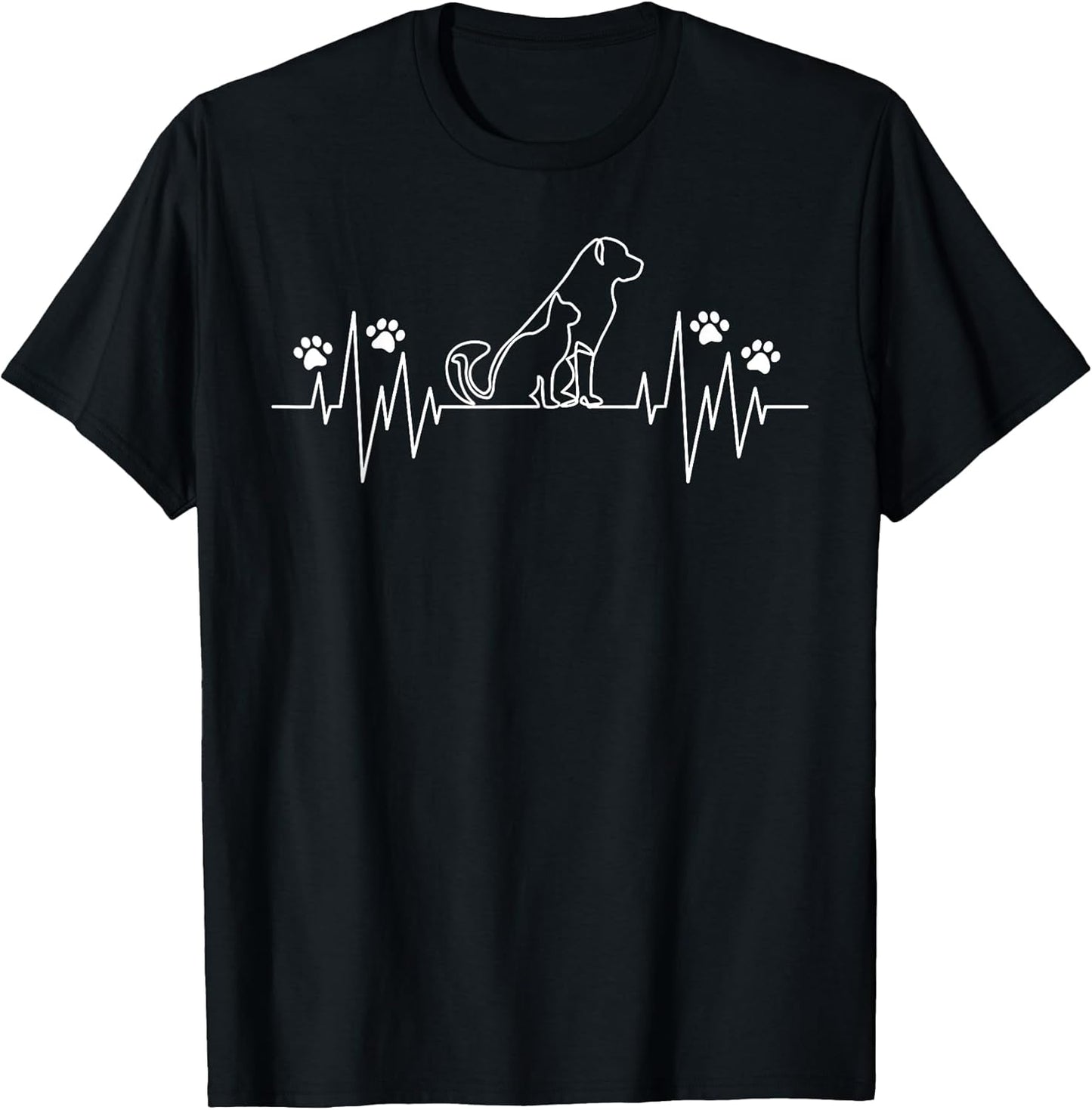 line art veterinary apparel heartbeat cat and dog