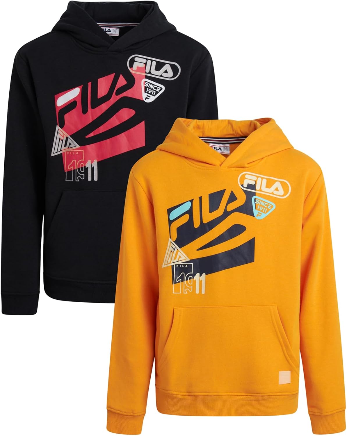 Boys Sweatshirts - 2 Pack Lightweight Soft Fleece Athletic Graphic Hoodies Sweatshirt for Boys with Kangaroo Pocket