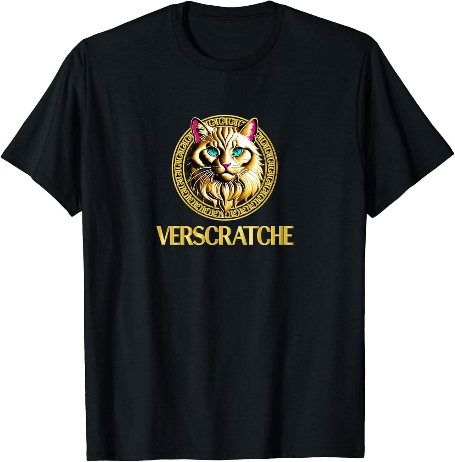 Verscratche Designer Logo Brand Funny Cat Graphic Novelty T-Shirt