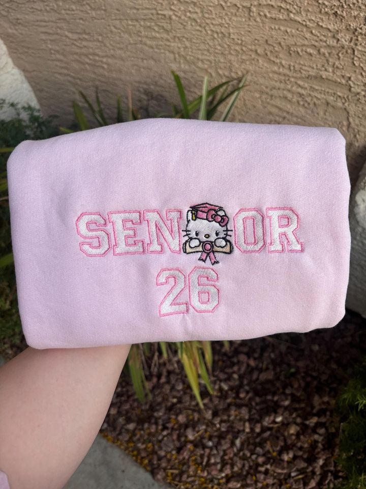 Embroidered Kitty Graduatiom Sweatshirt, Class of 2000s