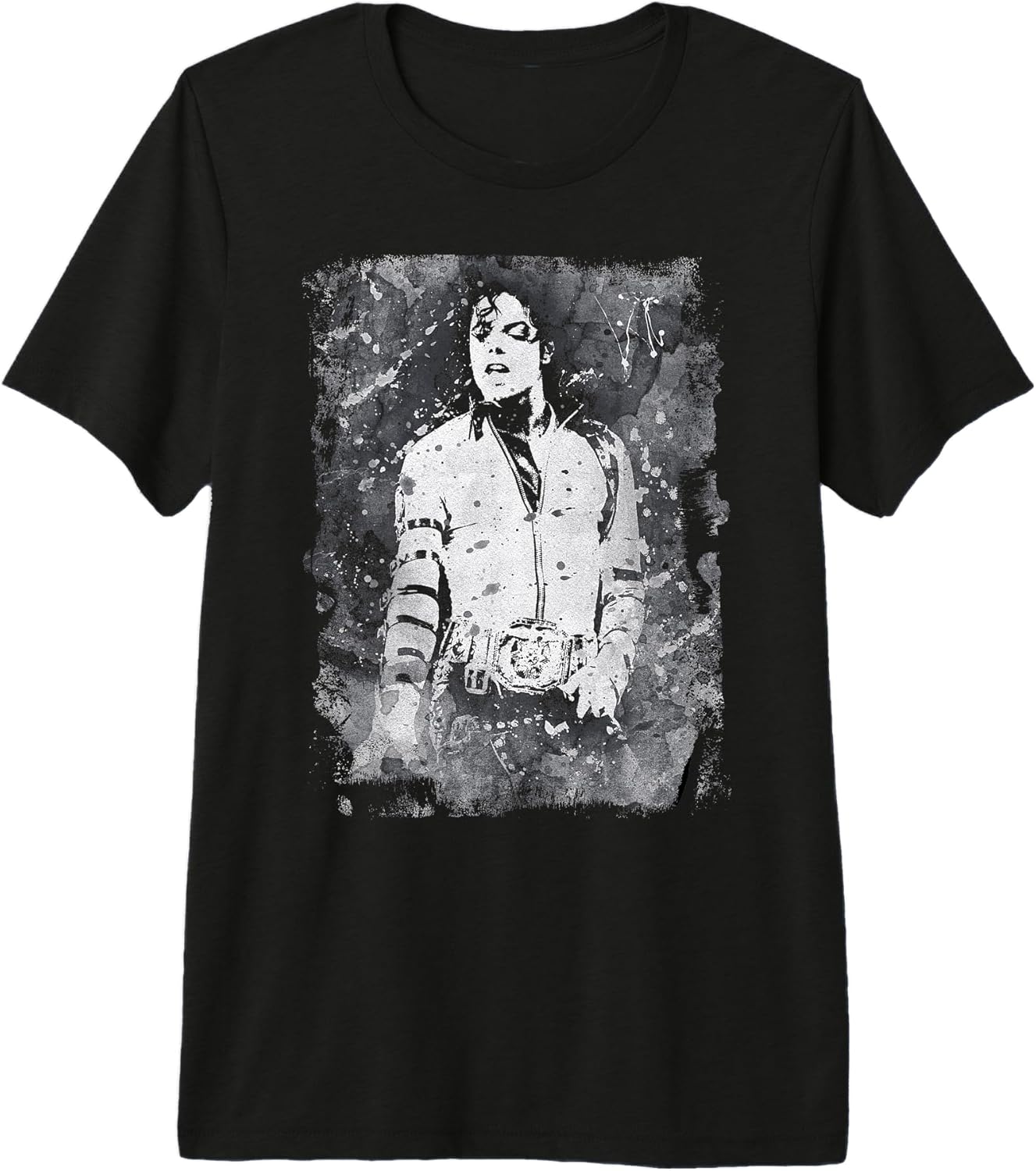 Michael Jackson Bad World Tour 1988 Black and White Splatter Premium Tri-Blend T-Shirt