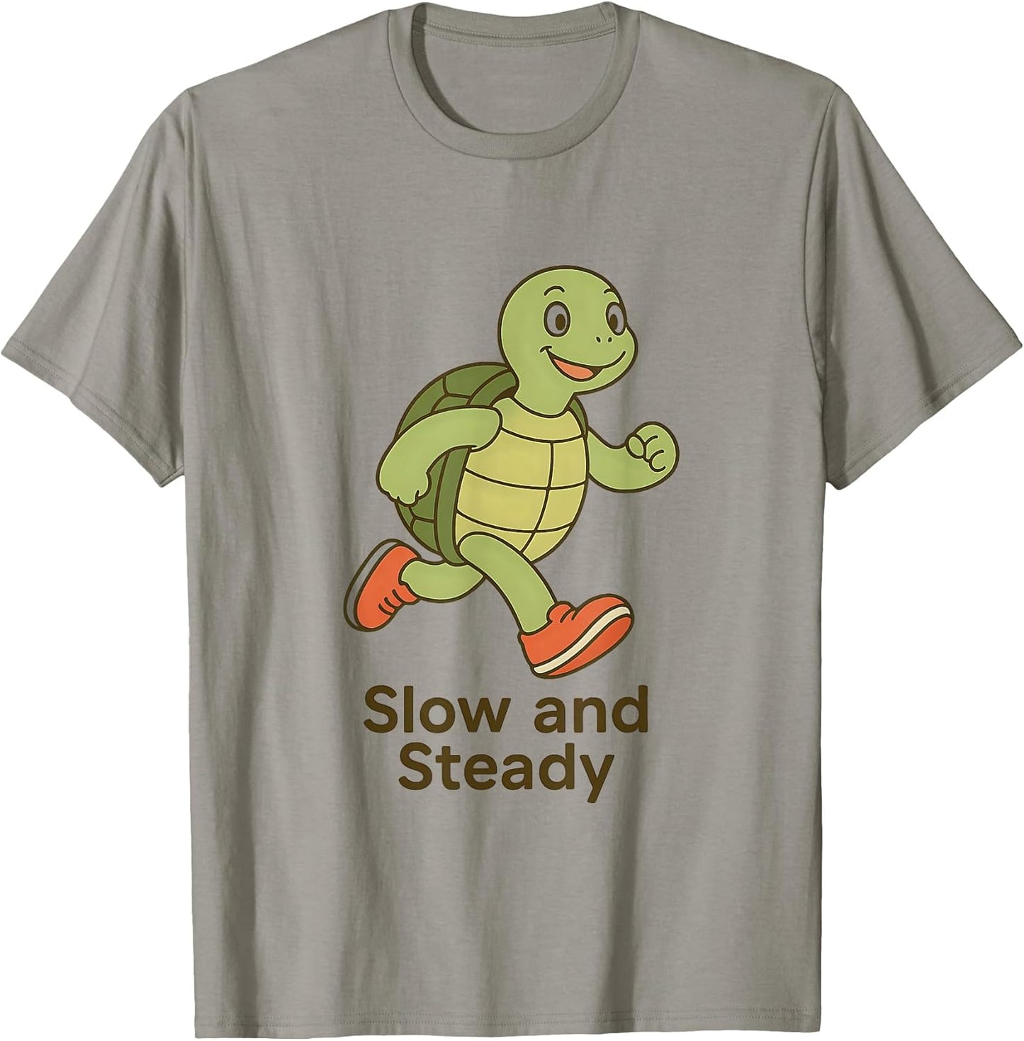 Minimalist Cartoon Turtle in Running Shoes Funny Confident T-Shirt