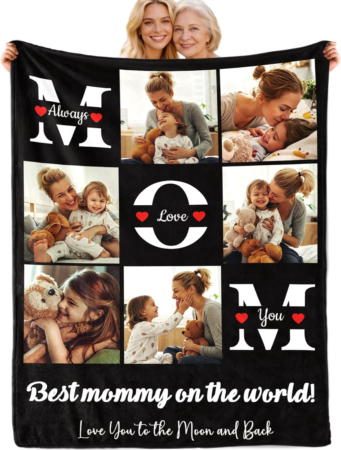 Personalized Mothers Day Blanket Gift for Mom - Best Mom Ever Custom Blanket with Picture & Text, Soft Flannel Customized Blankets for Women, Birthday Gift for Mother Grandma from Daughter Son