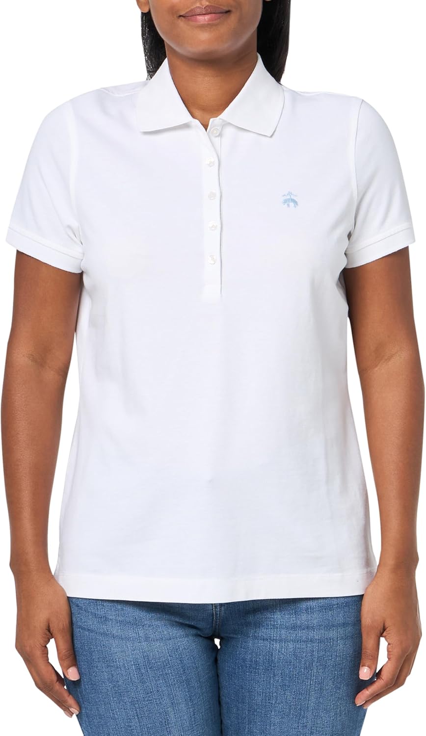 Women's Short Sleeve Cotton Pique Stretch Logo Polo Shirt