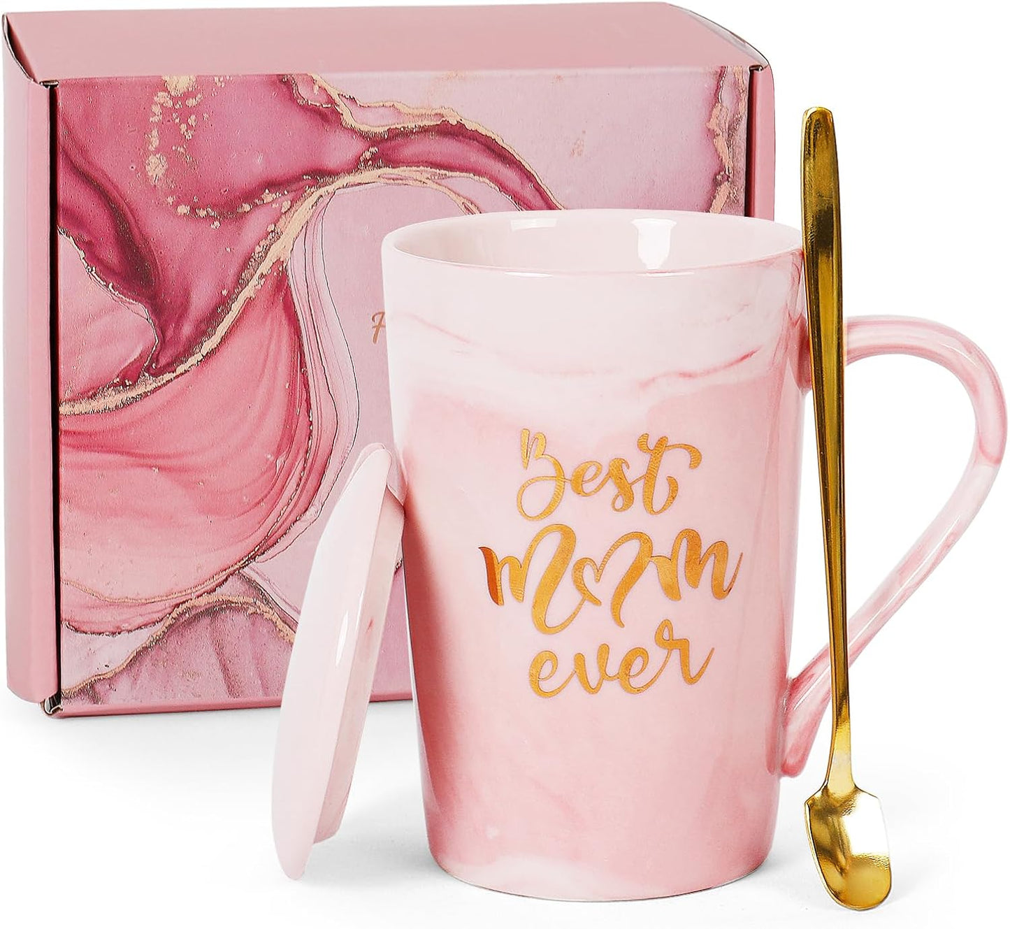 Funny Coffee Mug for Mom Women Best Mom ever Gifts, 12 oz Pink Ceramic Coffee Mug Birthday Gift Christmas Gift Mom Gifts(Best Mom Ever)