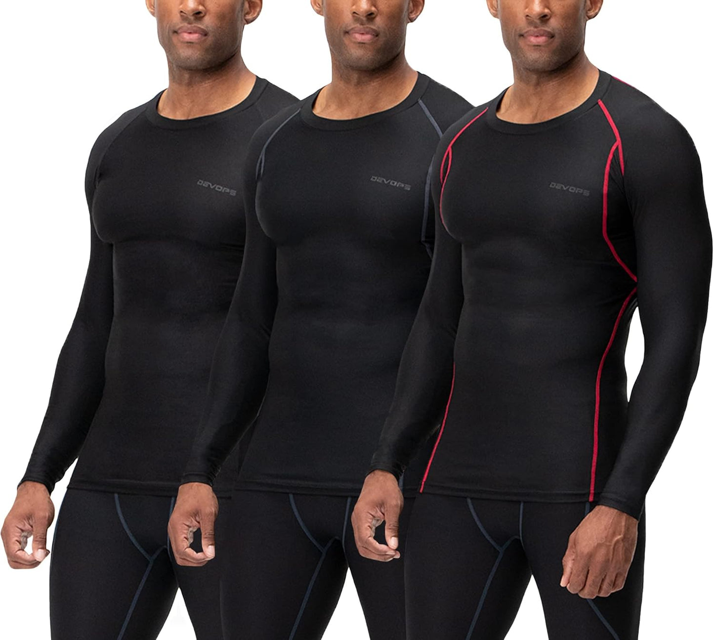 3 Pack Men's UPF 50+ Long Sleeve Compression Baselayer Shirts Quick Dry, Cool Gear for Running Gym and Workouts