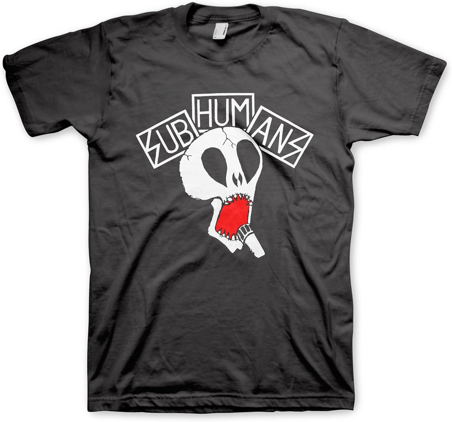 Subhumans Skull & Logo Adult Black Short Sleeve T Shirt Punk Rock Vintage Style Graphic Tees