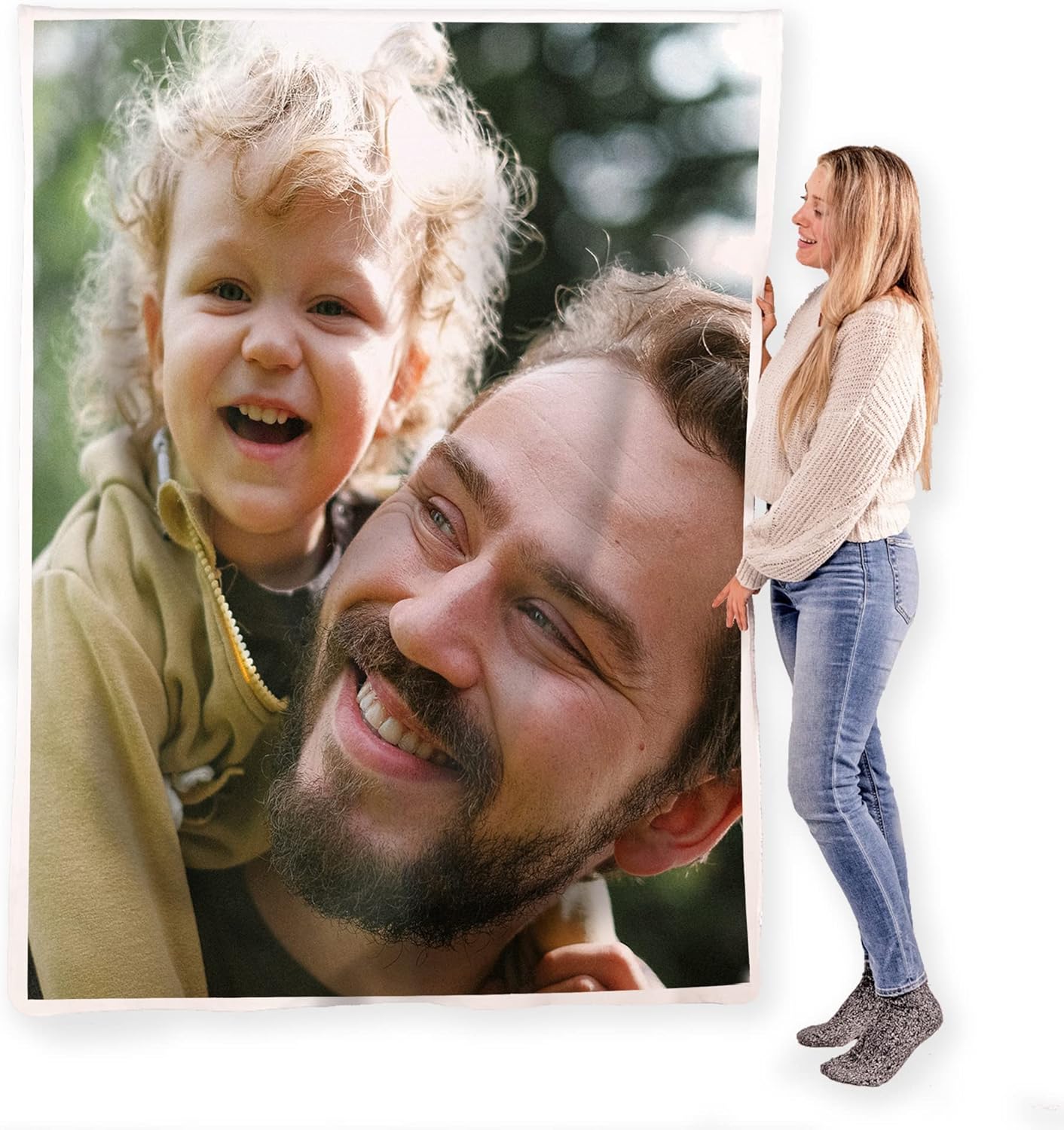 FrameStory Custom Blanket Personal Photos & Text, Fully Customizable Size, Image, Message- Quality Soft Sherpa Fleece Throw Blanket for Holiday, Birthday, Gifting, Anniversary, Special Occasion