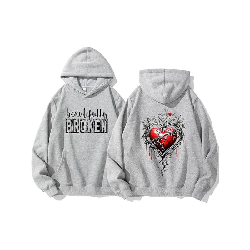 Beautifully Broken Hoodie Casual Street Style Fleece Fabric Pullover Sweatshirt for Women for Menstyle{n002}2