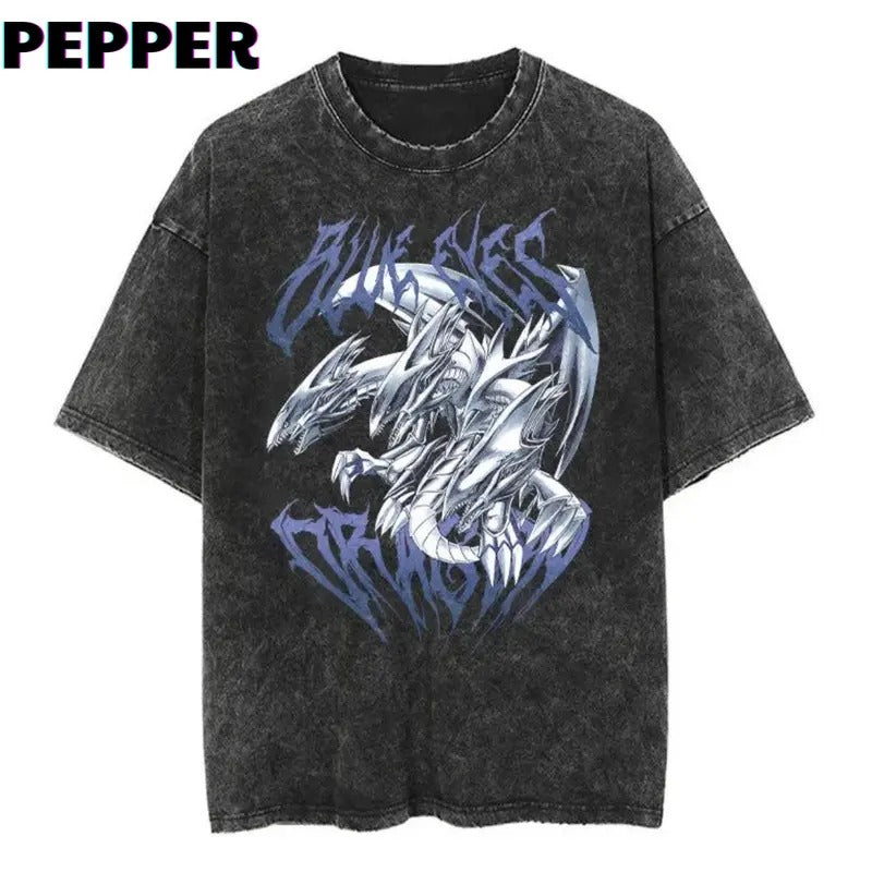 Blue-Eyes Dragon Vintage Tee Menswear Top Underwear Tshirt