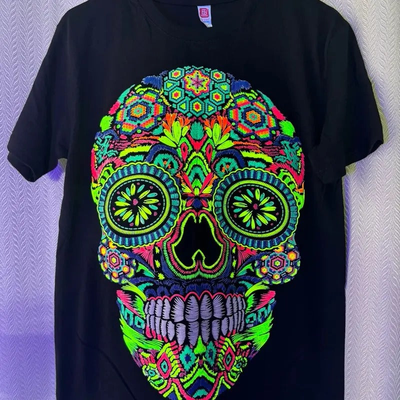Calavera Cultural T-Shirt, Top Style - Skull Tshirt Summer Crewneck