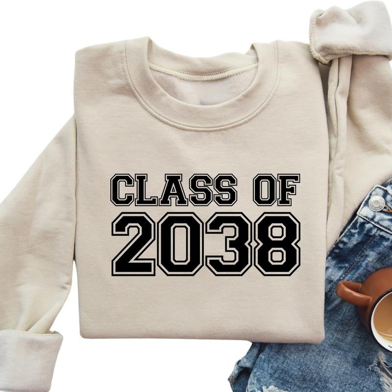Class Of Sweatshirt, School Year Class Of 2038 Hoodie For Men & Women Back To School, 2038 Class Sweater, 2038 Squad Hoodie For Students