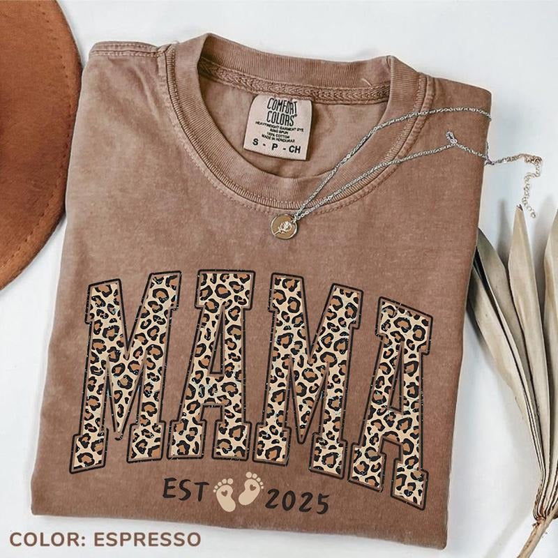Comfort Colors Mama T-Shirt, Mama Est Year T-Shirt, Mothers Day Gift, Pregnancy Announcement Tee, New Mom Gift, Mom Birthday Gift
