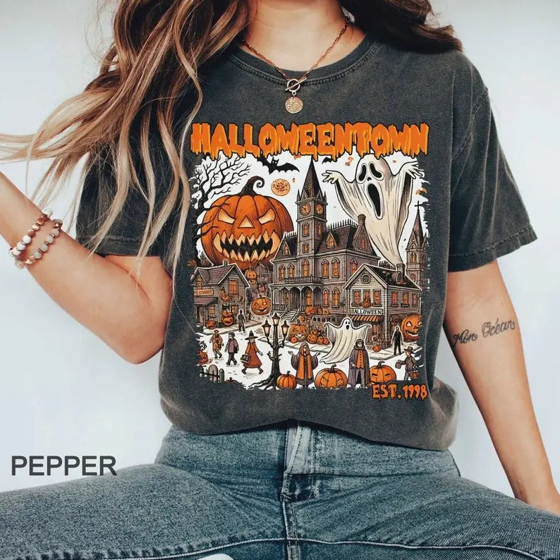 Comfort Colors, Halloweentown t shirt, Halloweentown University t-shirt, Gifts for Halloween, Halloweentown 1998 Tee, Halloween t-shirt, Gift for her Cotton Fabric Top Traditional