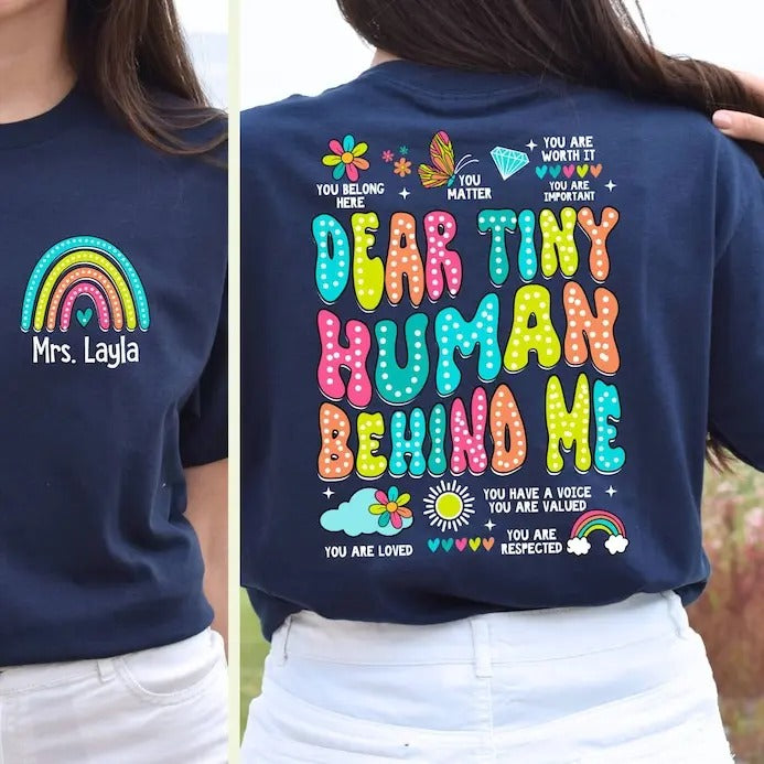 Custom Daycare Teacher Shirt, Dear Tiny Humans Behind Me, Gift Daycare Provider, Shirt Gift For Babysitter, Gift For Preschool Teacher Shirt