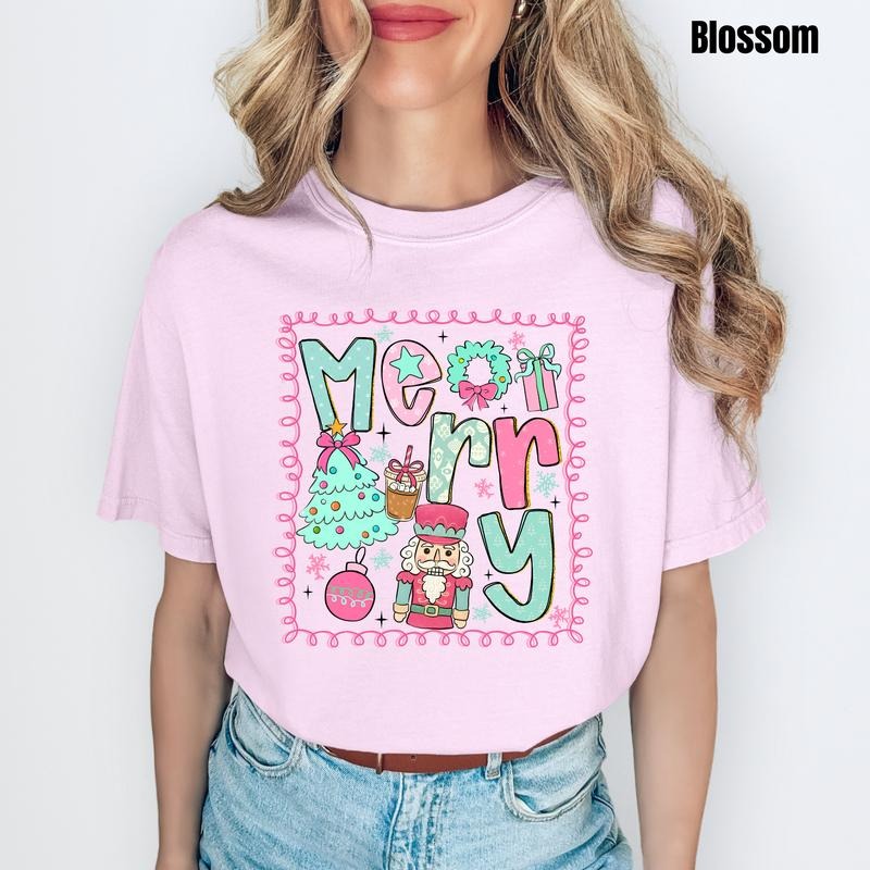 Cutesy Merry Scene Comfort Colors T-Shirt 'NLB'