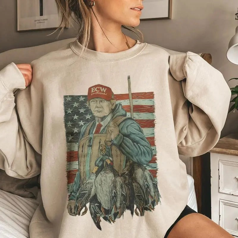 Donald.T Stacks Ducks Sweatshirt, Retro Hunting Sweater, Sweatshirt For Men And Women