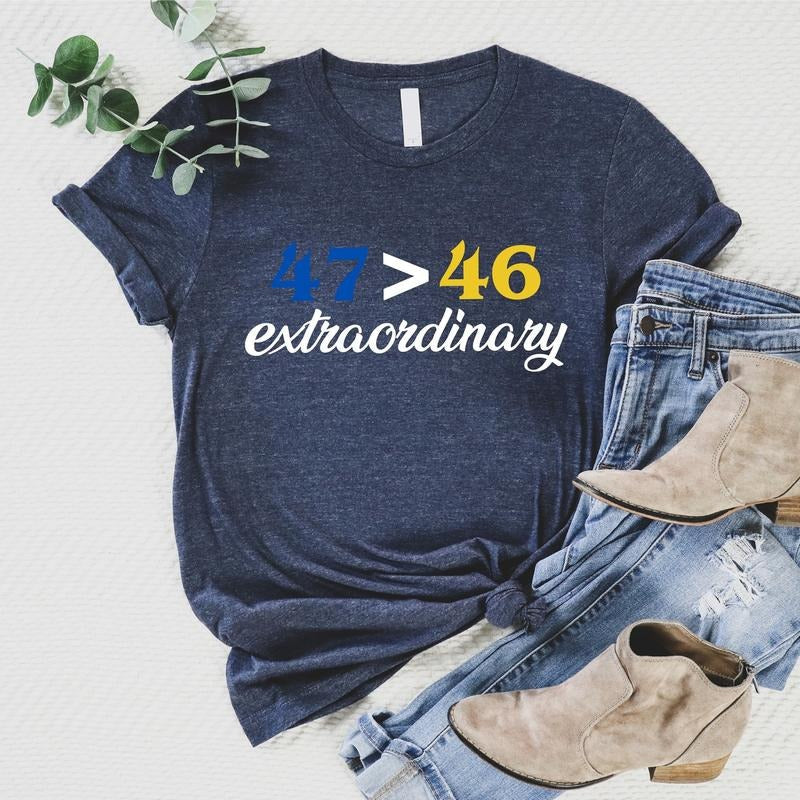 Down Syndrome Awareness Shirt, 47>46 T-shirt, Unisex Extra Chromosome Short Sleeve, Matching Down Syndrome Day Tee, Blue Yellow Supporting Shirt, 3 21 Tee For Mom. Cotton Casual