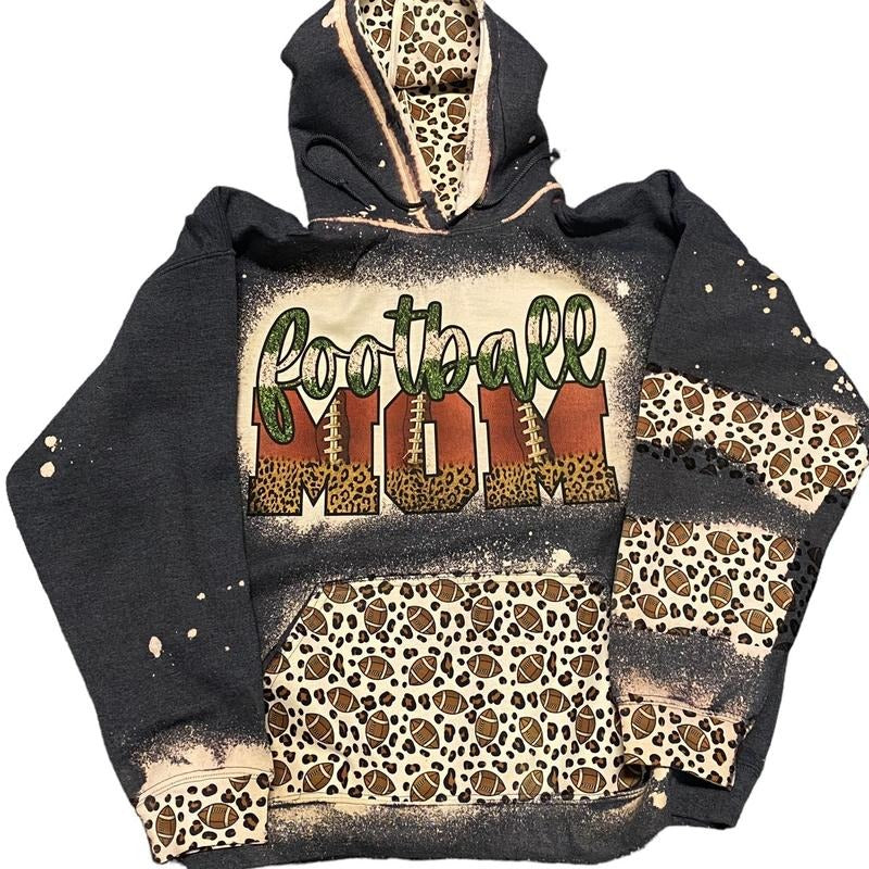 Football Mom Bleached Hoodie