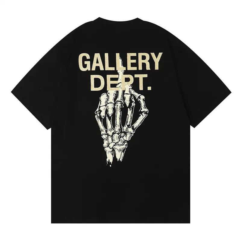 GALLERY DEPT T-shirt skull hand bone finger print T shirt car graphics classic letter slogan print short-sleeved loose casual men and women half-sleeved round neck hip-hop T-shirts Menswear Top Tshirt Underwear Human Crewneck Shortsleeve Tropical
