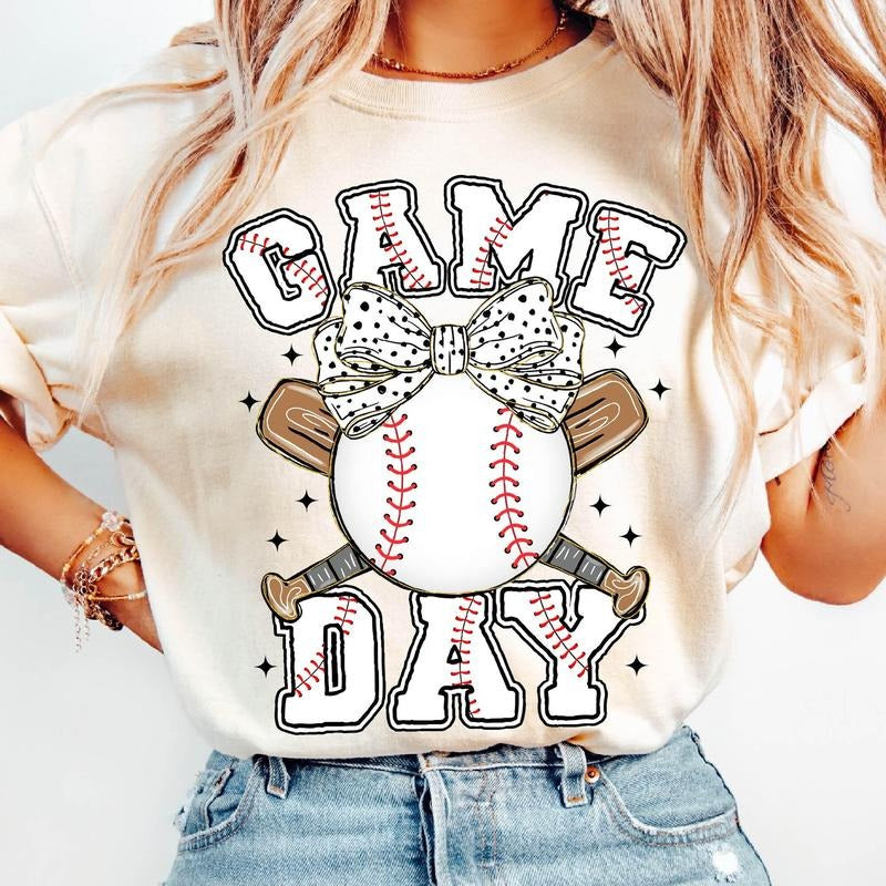Game Day Baseball Coquette T-Shirt, Brushstroke Baseball Coquette T-Shirt, Tis the Season T-Shirt, Baseball Bow T-Shirt, Baseball Mama T-Shirt, Baseball Mom T-Shirt