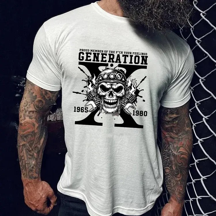 Gen X Skull Shirt, Proud Member Of The Fck Your Feelings Generation X Shirt, Birthday Gift Idea, Unisex Short Sleeve Tee, Casual Clothing Menswear Top