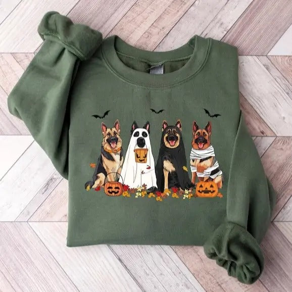 Halloween Dog Sweatshirt, German shepherd Ghost Dogs sweatshirt, Halloween Sweatshirt, Halloween Sweater, Ghost Sweatshirt