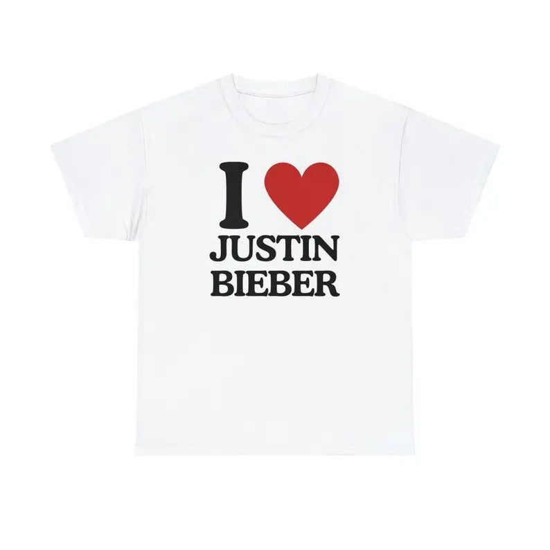 I Love Justin Bieber- Tee - Unisex T-Shirt, Trending shirt, Gift for him/ Her, Gift For Justin Bieber Fan, Shortsleeve Crewneck Cotton Top Fit Casual
