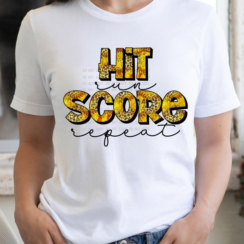 Hit Run Score Repeat DTF Transfers - THIS IS NOT A SHIRT