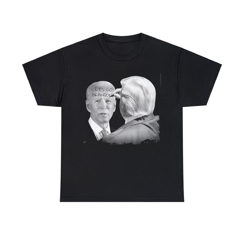 Let's Go Brandon Trump Writes On Biden's Forehead T-Shirt Casual Clothing Cotton Fabric Menswear Short Shortsleeve Sleeve