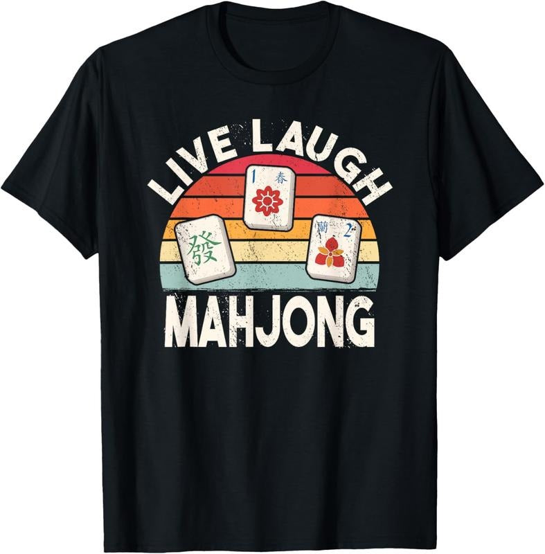 Live Laugh Mahjong retro mah-jongg chinese game tiles T-Shirt