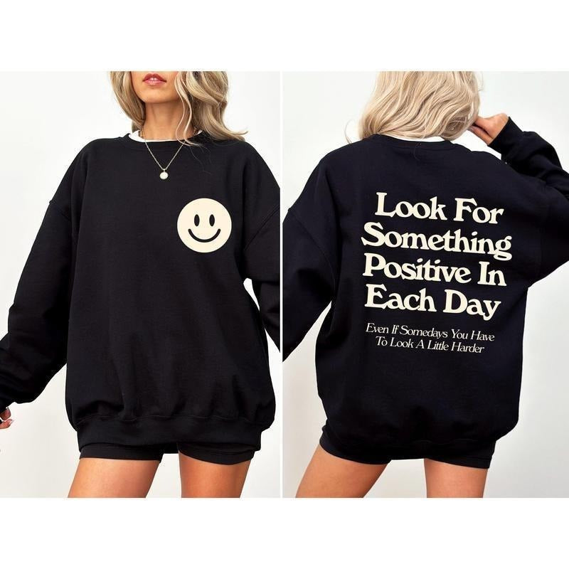 Look For Something Positive, Pocket Print, Self Love, Self Care Sweatshirt DRG girlblackhoodie