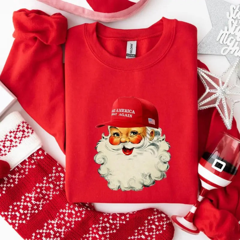 Make Christmas Great Again Christmas Shirt, Santa Christmas Sweatshirt Gift For Republican Mom