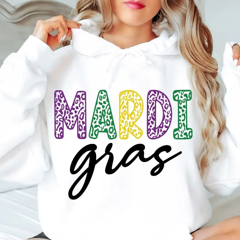 Mardi Gras Tshirt Sweatshirt Hoodie, Louisiana Tee, Mardi Gras Shirt, Fat Tuesday Shirt, Fleur De Lis, Unisex Sweater Pullover Tee