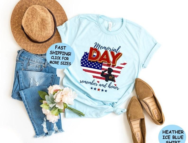 Memorial Day Shirt, USA Map Shirt, USA Flag Shirt, Patriotic Tee, Remember and Honor Day Shirt, US Armed Forces Day Shirt remember and honor