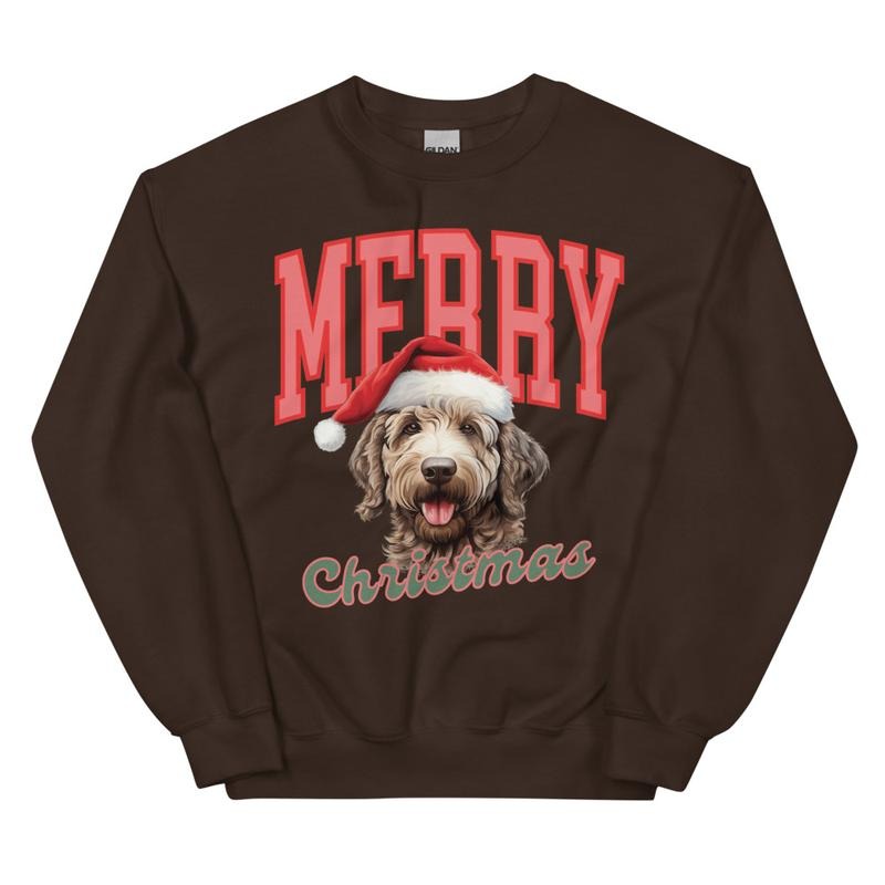 Merry Christmas Labradoodle Sweatshirt, Christmas Dog, Festive Holiday Crewneck, Custom Sweatshirt