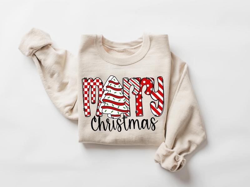 Merry Christmas Sweatshirt, Christmas Tree Cake Shirt, Christmas Cake Sweatshirt, Christmas Crewneck, Christmas Shirt For Women