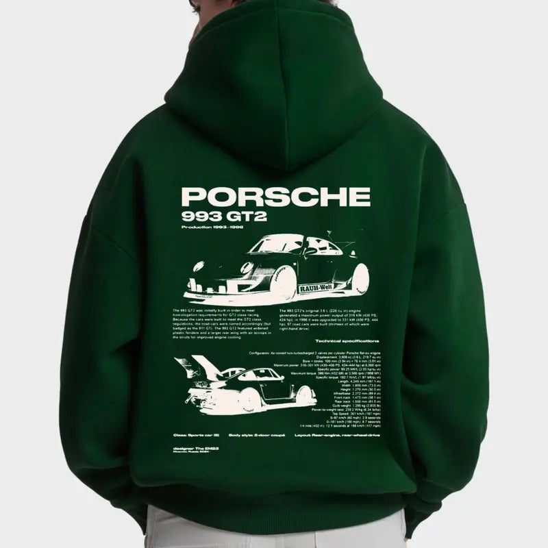 Porsche 993 GT2 Hoodie, Unisex, Menswear, Street Racing Shirt, Car Hoodie, Boyfriend Gift