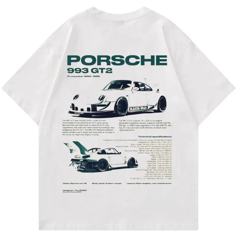 Porsche 993 GT2 T-shirt Light, Car Enthusiast T-Shirt, Car Clothing