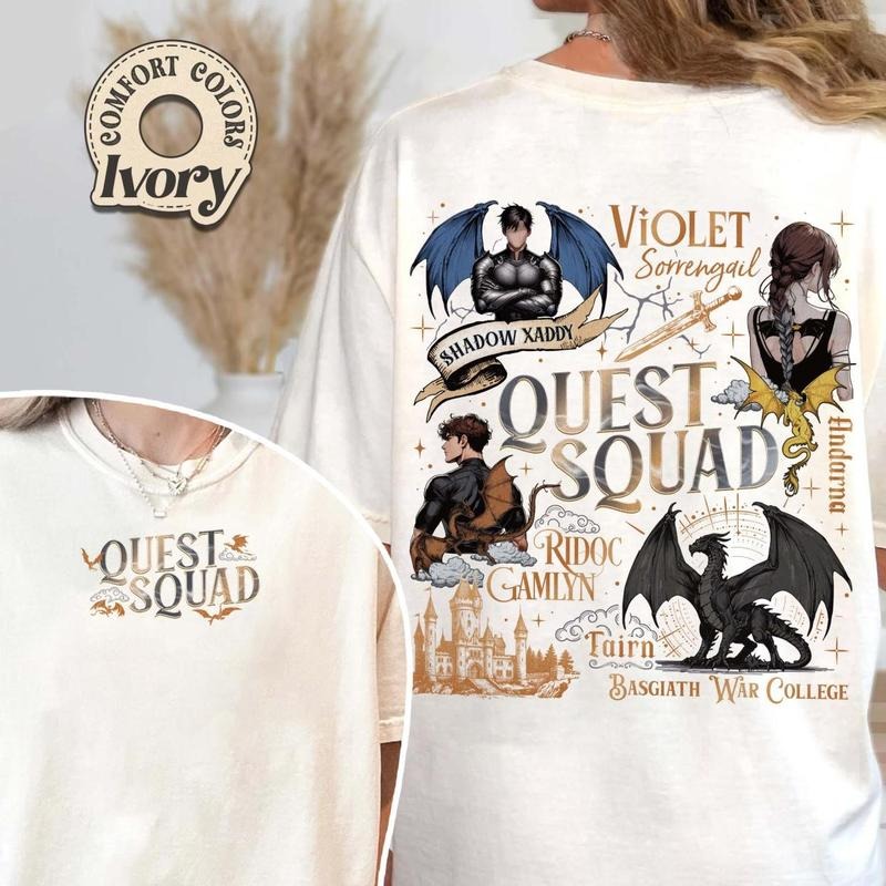 Quest Squad Broccoli Shirt, Onyx Storm T-Shirt For Fan, Dragon Rider Tee, Gift For Readers, Ridoc Gamlyn, Tairn And Andarna, Cool