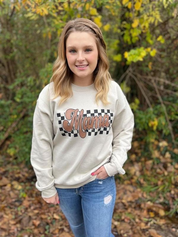 Retro Checkered Mama Sweashirt