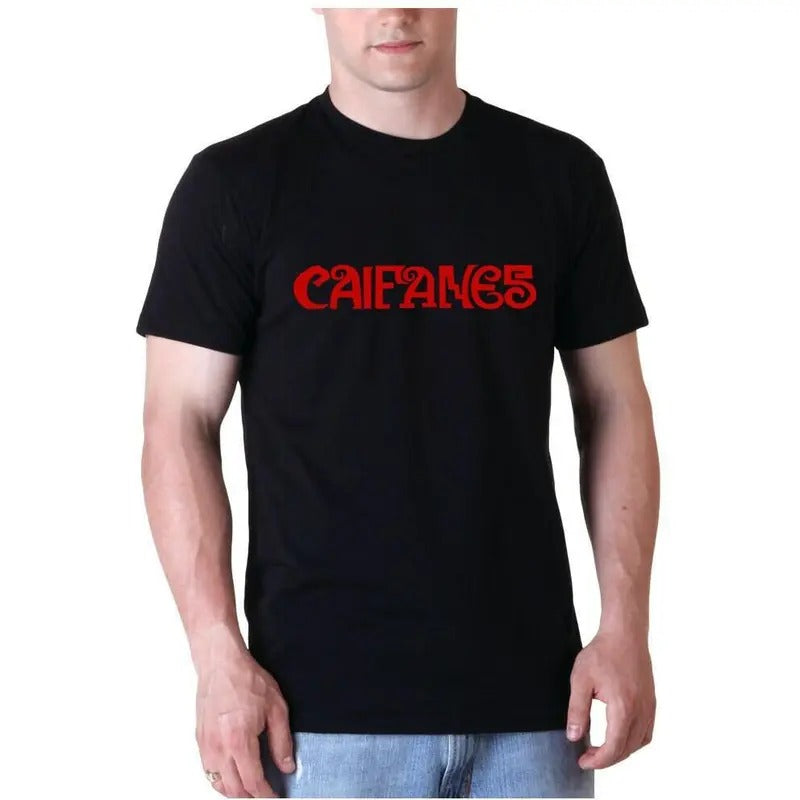 Rock en espaƱol: Caifanes Red Text Mens T-Shirt Casual Crewneck