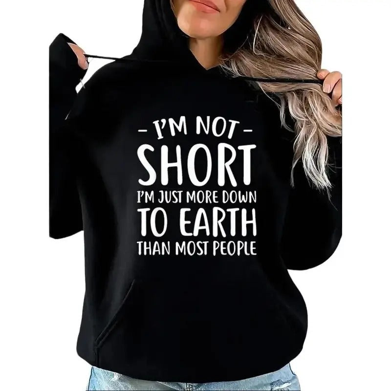 Short People Funny Hoodie Casual Street Style Fleece Fabric Pullover Sweatshirt for Women for Men, Perfect Gift