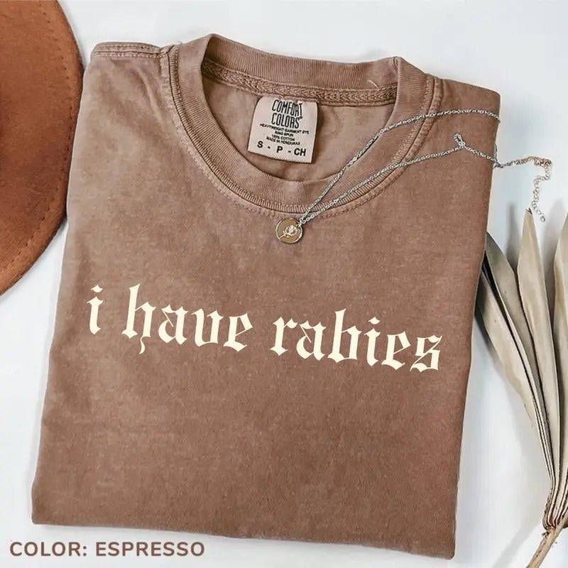Comfort Colors I Have Rabies Funny Shirt, Unhinged Shirts, Weird Gift for Friend/Sister, Dark Humor Tee, Gen Z Meme Tee