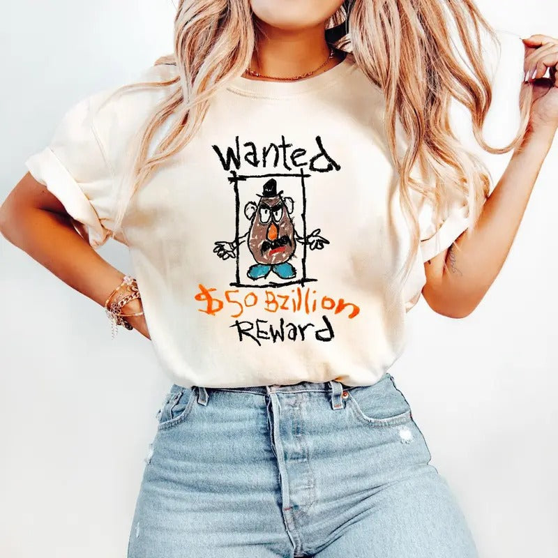 Spud Unisex TShirt, Wanted Potato Shirt, Funnymovie, Tater tot, Midway Mania Shirt, Detachable Parts Womens